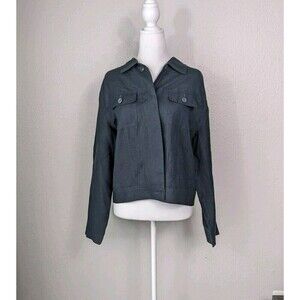 Nygard‎ Black Linen Jacket Womens Size 12 Pockets